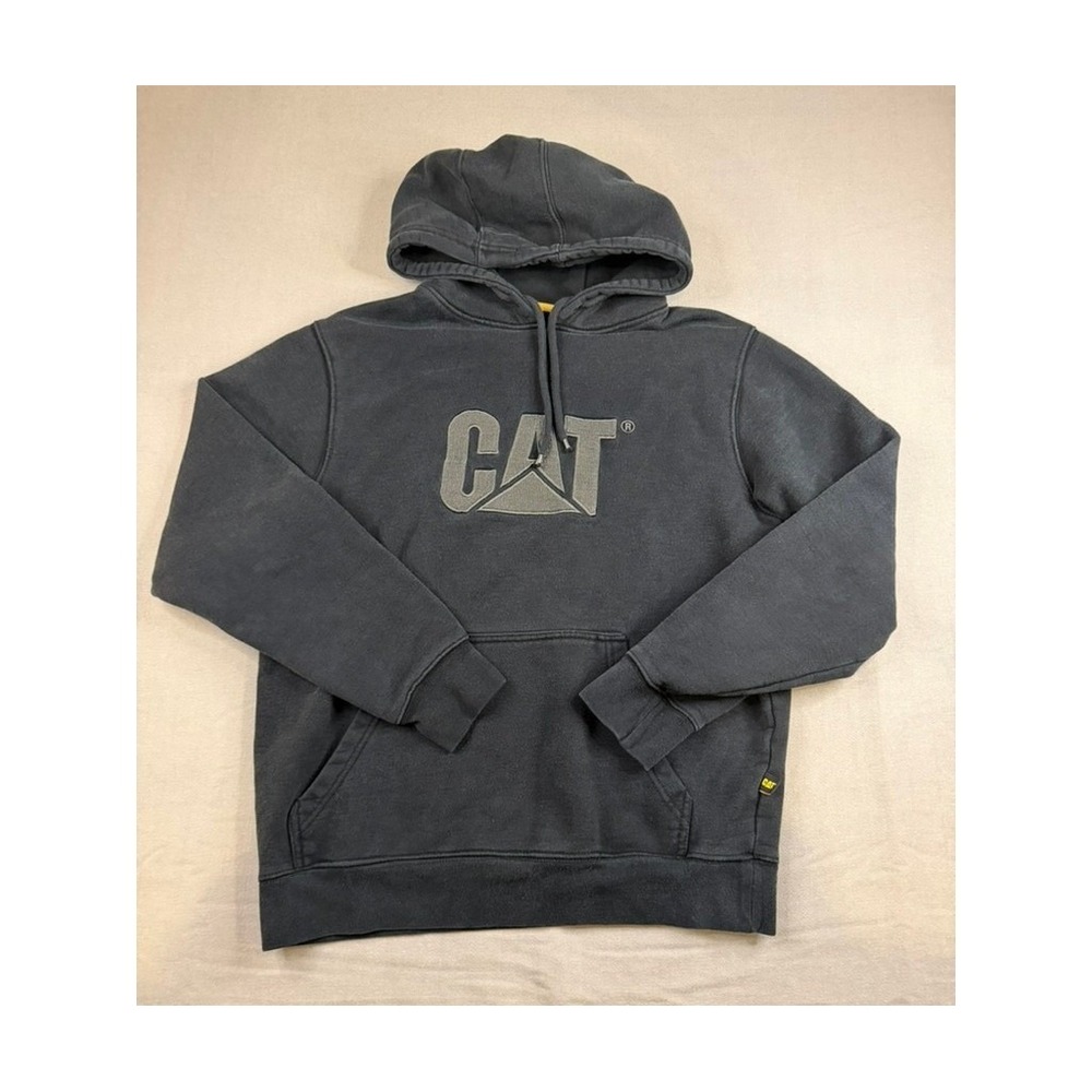CAT Caterpillar Mens Black Embroidered Logo Pullover Hoodie Sweatshirt Medium